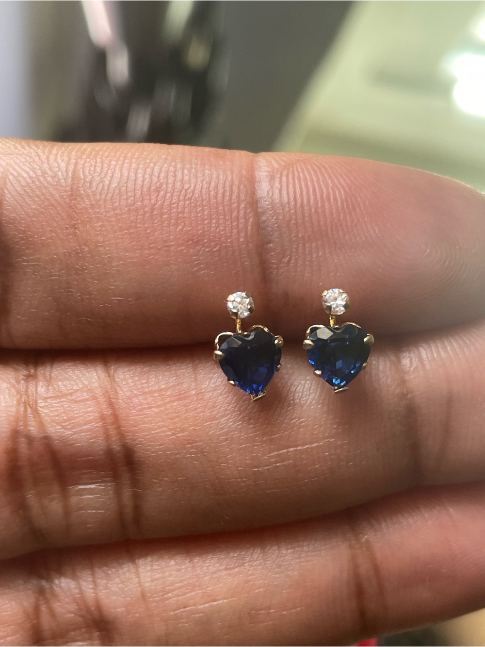 Real! 10kt Gold Lab-Created Sapphire & Cz Earrings